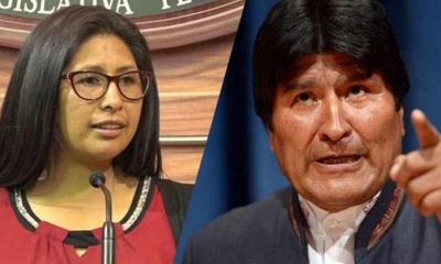 La alcaldesa de El Alto y exmilitante del MAS Eva Copa, y Evo Morales.
