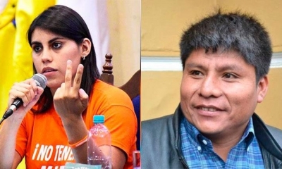 Los senadores por Cochabamba, Andrea Barrientos (izq.) y Leonardo Loza (der.). 