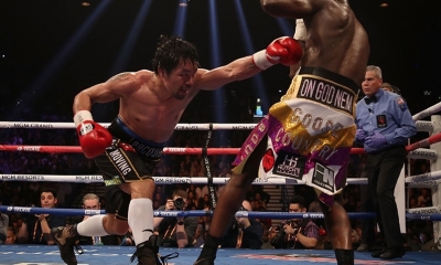 Manny Pacquiao y Adrien Broner durante el combate en Las Vegas, EE.UU/Foto. RRSS