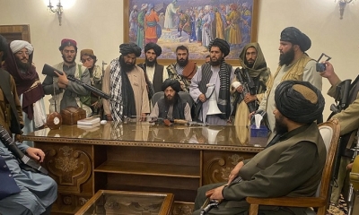 Imagen de la toma del palacio presidencial por parte de los talibanes