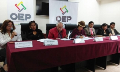 Vocales del TSE en conferencias de prensa. | Foto: @TSEBolivia