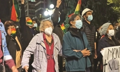 Amparo Carvajal en la movilización de la noche del lunes.