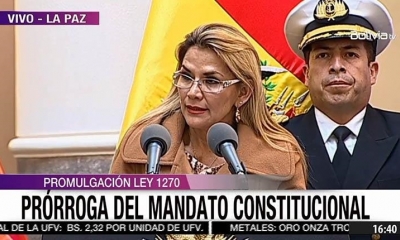 La presidenta transitoria Jeanine Áñez. | Captura de pantalla