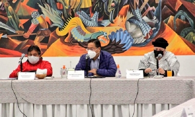 Mandatarios presidieron la reunión ayer en Casa Grande del Pueblo. Foto/RRSS