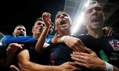 Los jugadores de Croacia celebran el gol de Mandzukic. Foto: Reuters