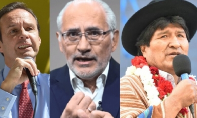 Jorge Quiroga, Carlos Mesa y Evo Morales/Foto. Kandire