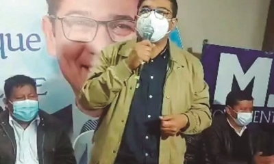 El alcalde electo de Sucre en conferencia de prensa, anoche.