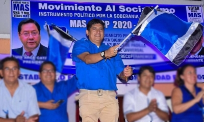Rolando Cuéllar durante una campaña del MAS