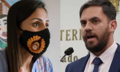 La diputada de Creemos María René Álvarez y el ministro de Gobierno, Eduardo del Castillo.