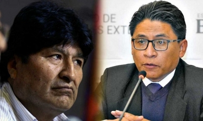 El expresidente Evo Morales y el ministro de Justicia Iván Lima.