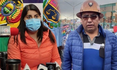 La senadora Andrea Barrientos, de CC, socializa la denuncia. Del otro lado, el senador Hilarión P., acusado por presunta violación.