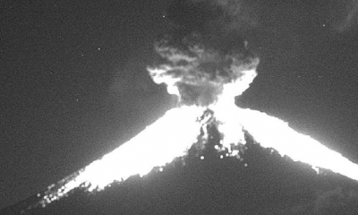 Así las cámaras el momento de la explosión del volcán/Foto. RRSS