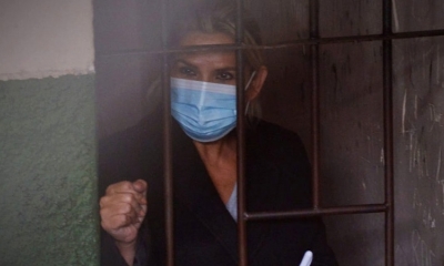 Jeanine Áñez, en celdas de la FELCC de La Paz, el 14 de marzo.