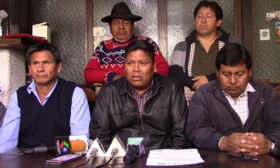 El ejecutivo de la Confederación Sindical de Comunidades Interculturales Originarios de Bolivia (CSCIOB), Herny Nina,