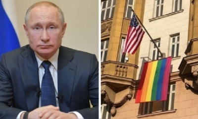 Pese a su actitud, Vladimir Putin aseguró que en Rusia no se discriminaba a nadie por su orientación sexual. | Fuente: AFP