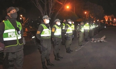 Una formación de los uniformados de la Policía. 