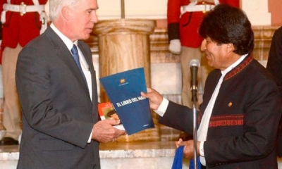 Peter Brennan y Evo Morales /Foto. RRSS