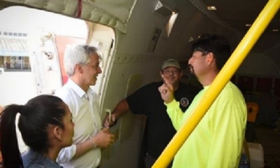 García Linera inspeccionó la aeronave/Foto. Vicepresidente 
