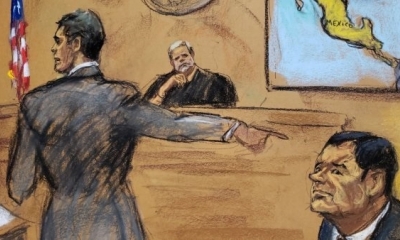 Reproducción fotográfica de un dibujo realizado por la artista Jane Rosenberg donde aparece ell Fisal de Estados Unidos,