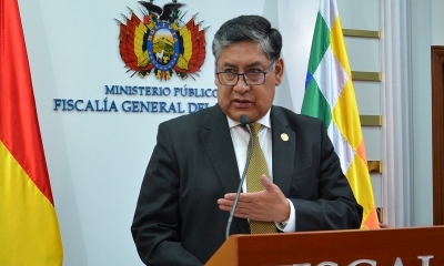 El fiscal general Juan Lanchipa, en una comparecencia de prensa pasada.