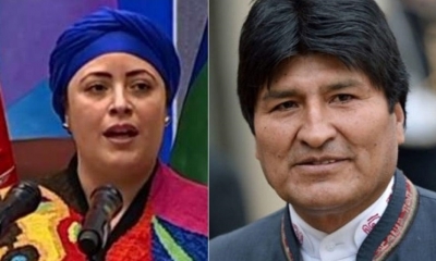 Ministra de la Presidencia, Marianela Prada y el Ex Presidente Evo Morales.
