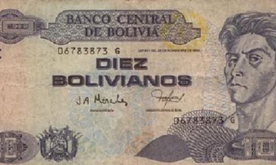 Actual billete de 10 bolivianos. Foto: Internet