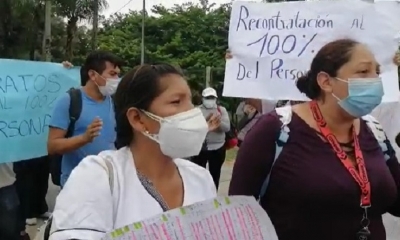 trabajadores de salud protestan y lanzan amenazas si no le renuevan contratos  