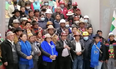 Dirigentes de la COB y del Pacto de Unidad. Foto: Internet.