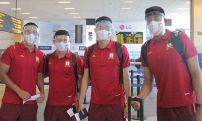 Jugadores de Ayacucho FC, en el viaje hacia Brasil para enfrentar a Gremio.
