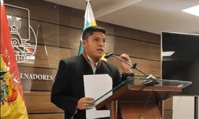 El senador del MAS, Leonardo Loza, en conferencia de prensa. Foto: captura video
