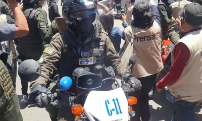 Protesta de periodistas en Oruro 