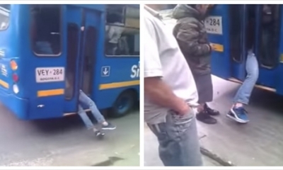 El malhechor quedo atrapado entre las puertas del bus. Foto: Ojo.pe