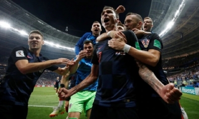 Mario Mandzukic festeja el gol que le dio la clasificación a Croacia a la final/Foto. Reuters