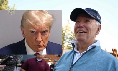 Biden se ríe al ser preguntado por la fotografía policial de Donald Trump: ‘Un tipo guapo’.