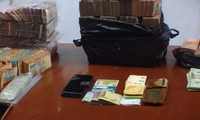 Los fajos de dinero que cargaban los aprehendidos, en Villamontes.