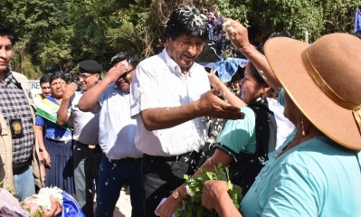 El Presidente Evo Morales entrego un sistema de agua potable que beneficia a 240 familias de cinco comunidades del municipio del Torno