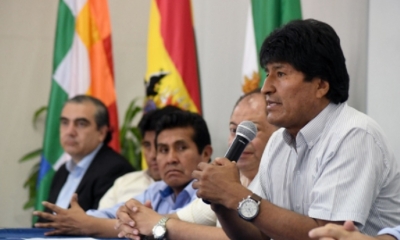Evo Morales y los empresarios privados/Foto. ABI