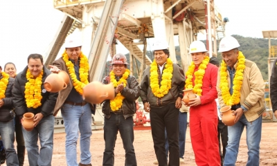 El presidente Morales estuvo presente en la perforación de Huacareta/Foto. YPFB