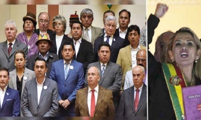 Foto / Archivo : La presidenta transitoria, Jeanine Añez y su gabinete