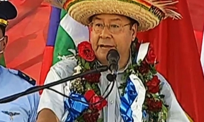 Arce durante su discurso, este viernes.