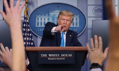 Donald Trump en su conferencia de prensa en la Casa Blanca. | Fuente: AFP