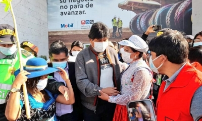 Así fue recibido Evo Morales en Arequipa.