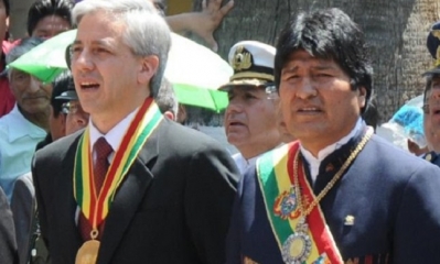 El presidente Evo Morales, junto al vicepresidente Álvaro García Linera.