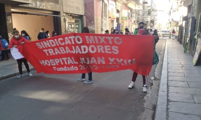 Los trabajadores de dicho Hospital privado realizaron varias manifestaciones exigiendo el pago de sus sueldos adeudados.