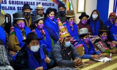 Representantes del Pacto de Unidad en rueda de prensa