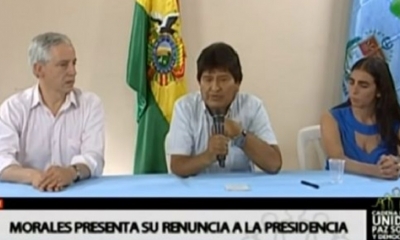 El día de la renuncia de Morales y García Linera. Foto: captura de video