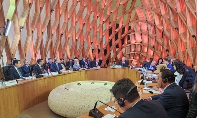 El presidente Luis Arce en la Cumbre de Mercosur. 