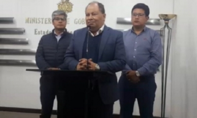 Así brindó una conferencia de prensa el ministro de Gobierno/Foto. Captura de pantalla
