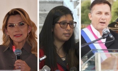 Jeanine Añez, Eva Copa y Luis Fernando López