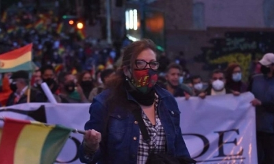 Marcha del Conade en La Paz. 